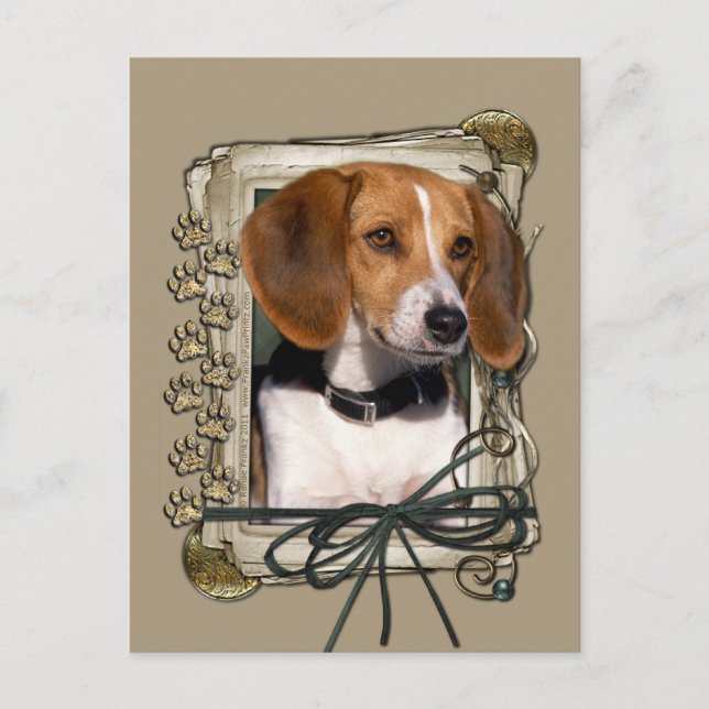 Carte Postale Merci - Poches de pierre - Beagle (Devant)