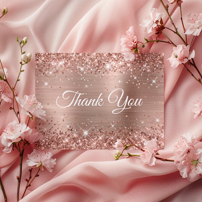 Carte Postale Merci pour ce 21e anniversaire - Rose Gold Paillet (Glittery Rose Gold Foil 21st Birthday Thank You Postcard)