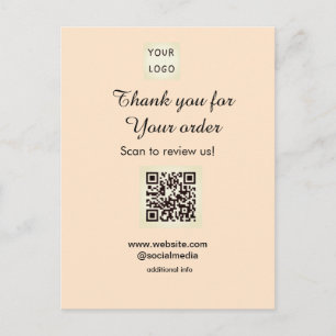 Carte Postale Merci pour la commande scan Évaluez notre logo d'e
