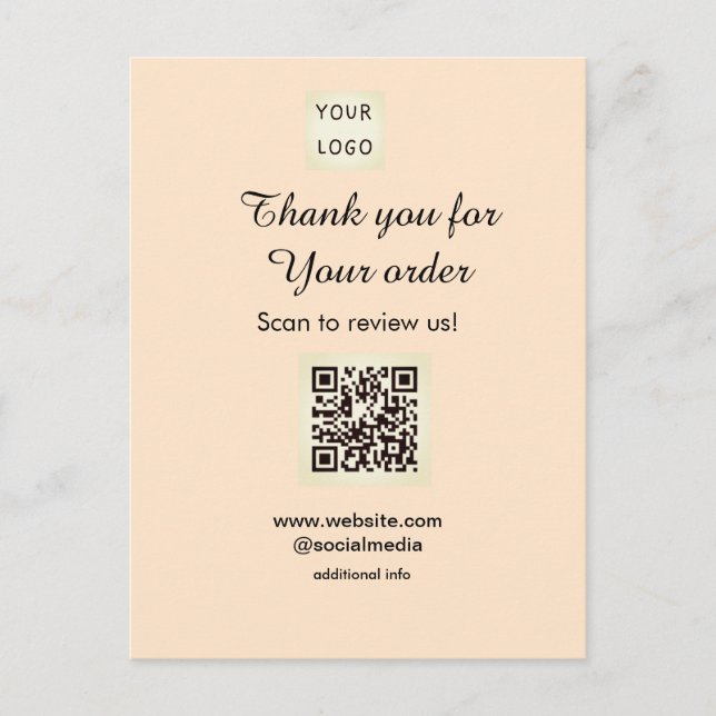 Carte Postale Merci pour la commande scan Évaluez notre logo d'e (Devant)