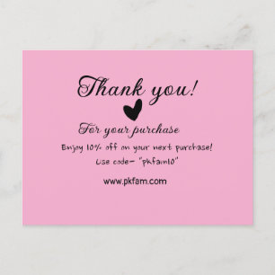 Carte Postale Merci pour l'achat détail de l'entreprise familial