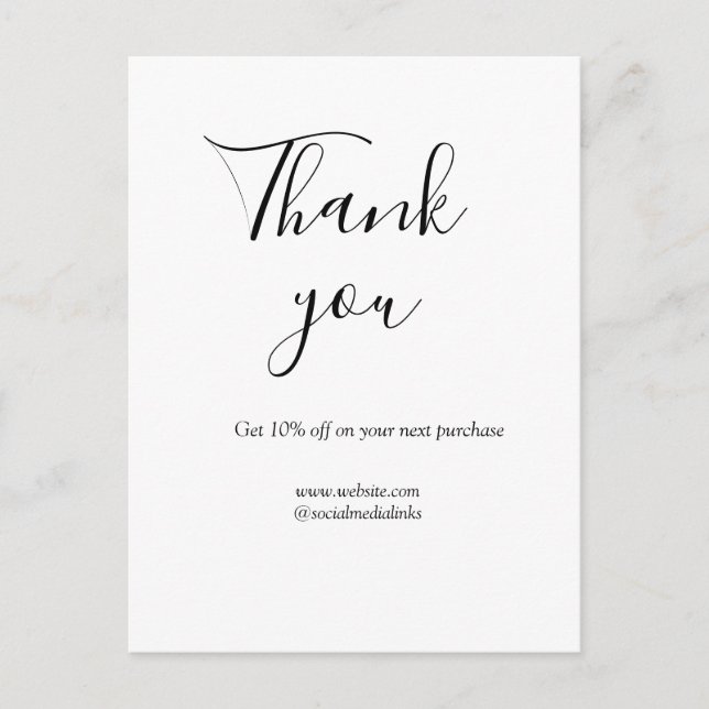 Carte Postale Merci pour le code de réduction de commande site s (Devant)