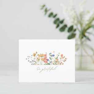 Carte Postale Merci pour le mariage bohème aux fleurs sauvages d