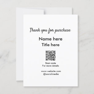 Carte Postale Merci pour le nom d'achat titre ici scan QR
