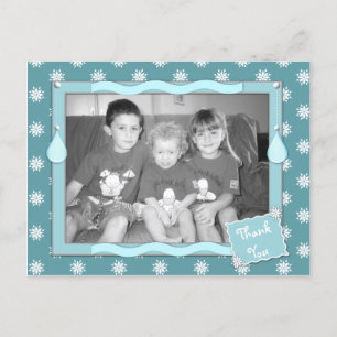 Carte Postale Merci pour les cadeaux de Noël bleu avec des floco