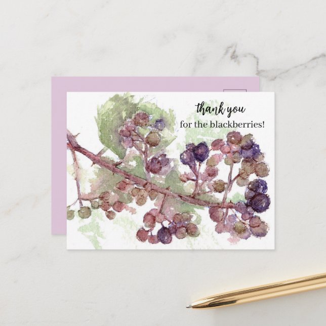 Carte Postale Merci pour les mûres du jardin Fruit (Devant/Arrière en situation)