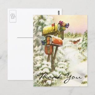 Carte Postale Merci pour Noël Vintage