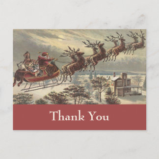 Carte Postale Merci pour un Noël vintage