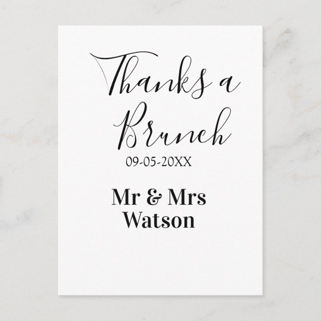 Carte Postale Merci pour un nom de brunch post-mariage date simp (Devant)