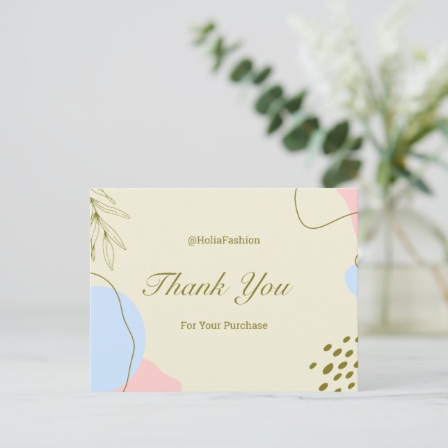 Carte Postale Merci pour votre achat (Debout devant)