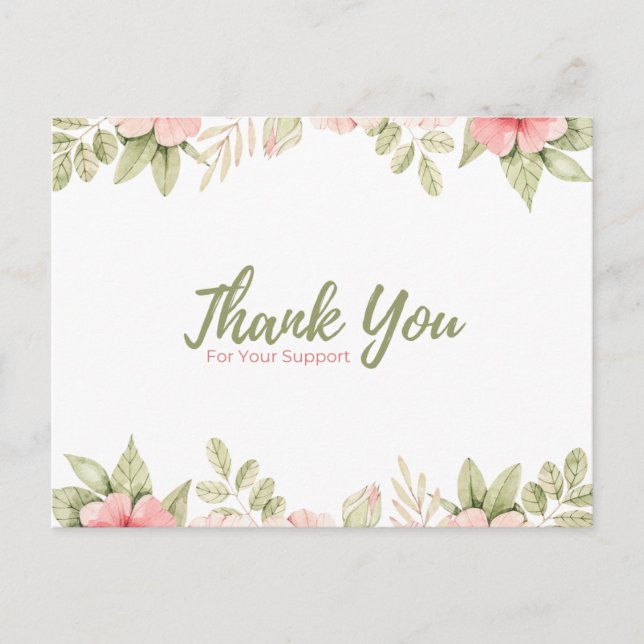 Carte Postale Merci pour votre support (Devant)