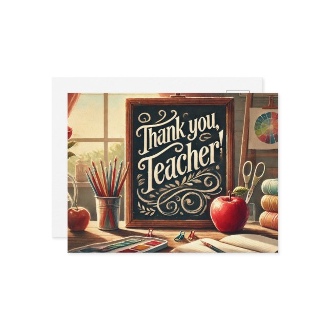 Carte Postale "Merci, Professeur !" (Devant/Arrière en situation)