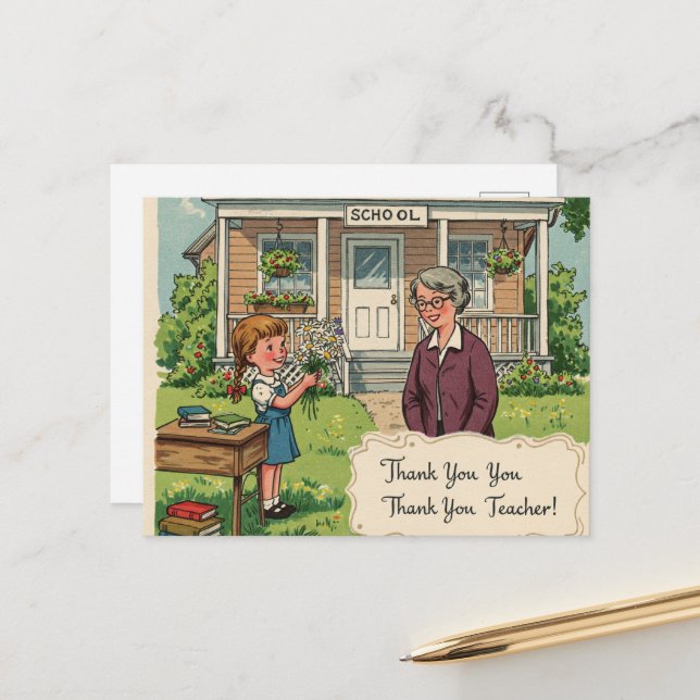 Carte Postale « Merci, Professeur !» (Devant/Arrière en situation)