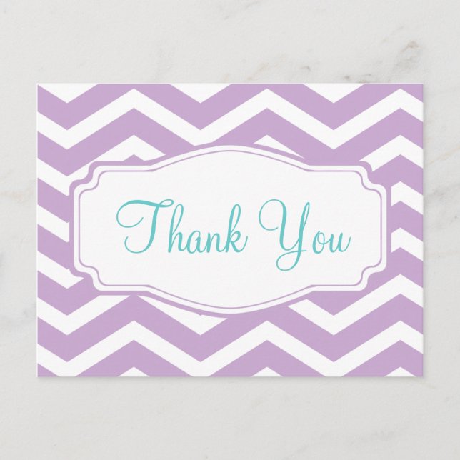 Carte postale Merci Purple Chevron (Devant)