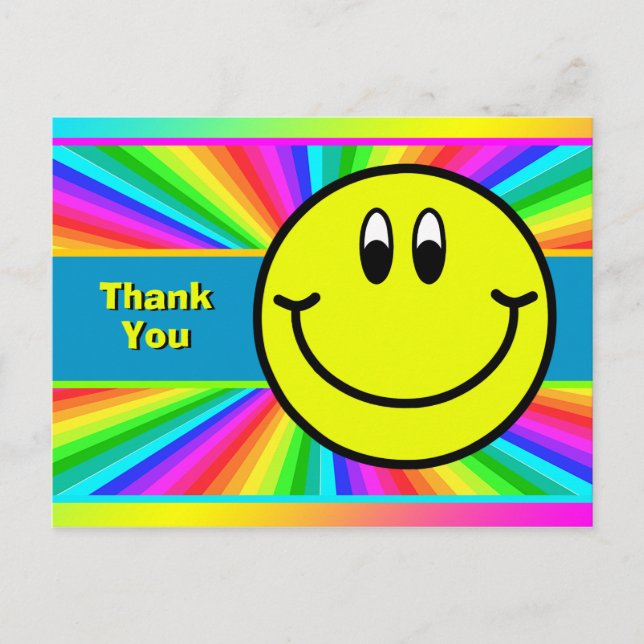 Carte postale Merci Rainbow Smiling Face Emoji (Devant)