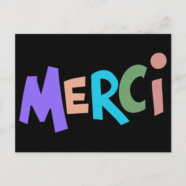 Carte Postale Merci, remerciement français (Devant)