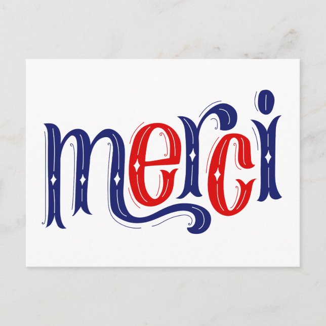 Carte Postale Merci, remerciement français (Devant)