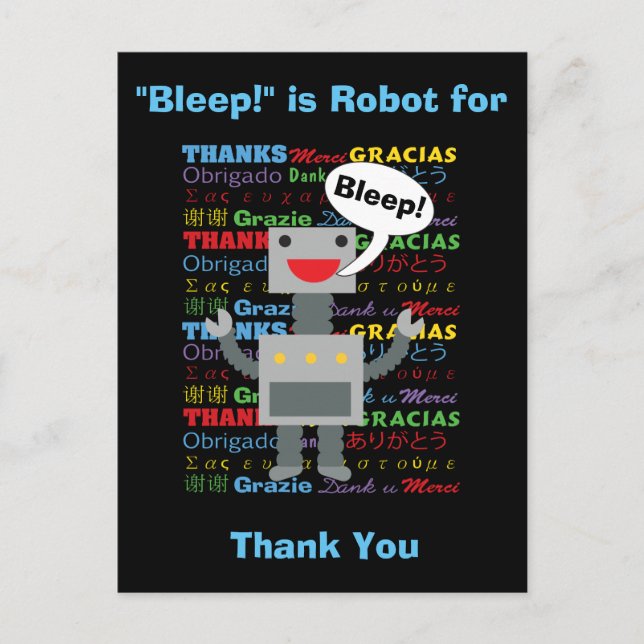 Carte Postale Merci Robot Drôle Personnalisé (Devant)