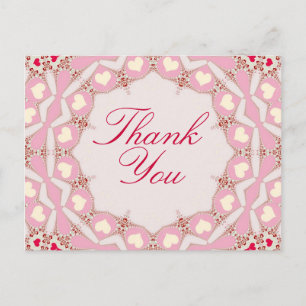 Carte postale Merci Rose Cream Red Hearts