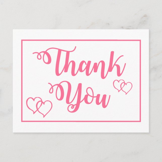 Carte Postale Merci rose et blanc Coeurs de mariage (Devant)