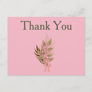 Carte Postale Merci rose et vert Floral
