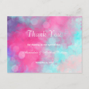Carte Postale Merci rose lavande turquoise aquarelle 