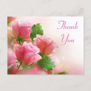 Carte Postale Merci rose rose Fleur Blank Floral Post Card