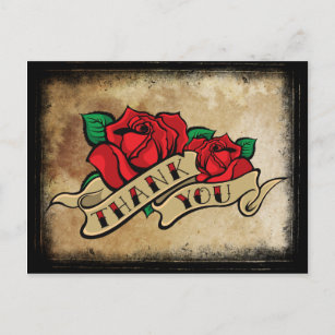 Carte Postale Merci Rose tatouage