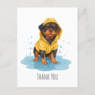 Carte Postale Merci Rottweiler portant un imperméable