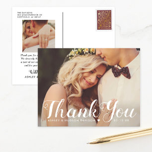 Carte Postale Merci rustique brossé Script Mariage photo