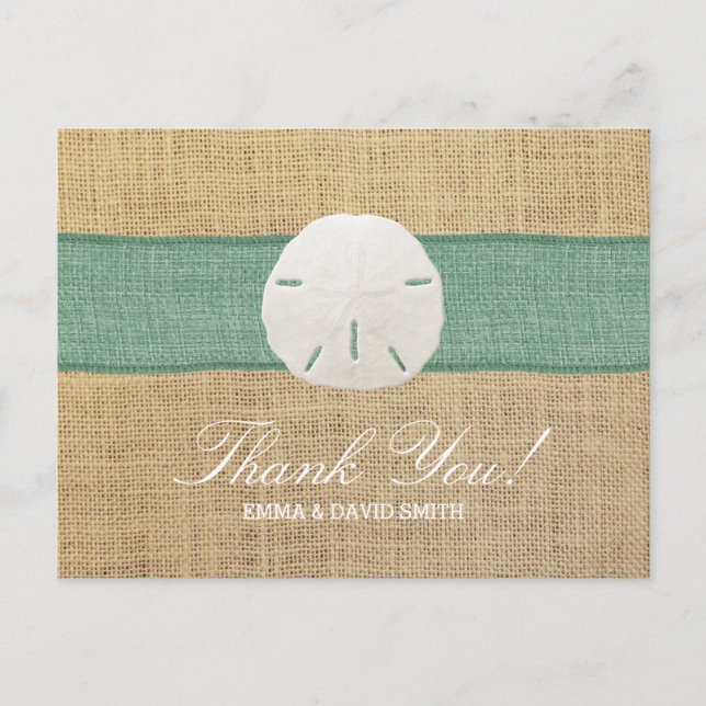Carte Postale Merci rustique de ruban de toile de jute de vert (Devant)