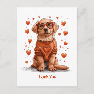 Carte Postale Merci Saint-Valentin Chien Retriever Doré