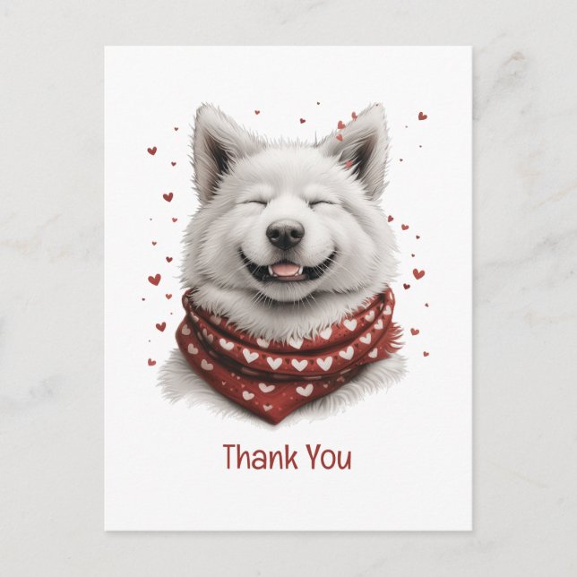 Carte Postale Merci Saint-Valentin Samoyed Chien (Devant)
