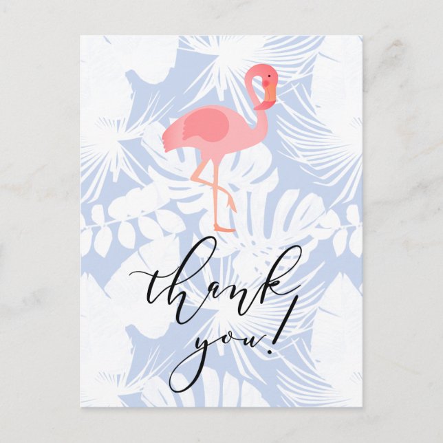 Carte Postale merci script flamingo palme tropicale feuille (Devant)