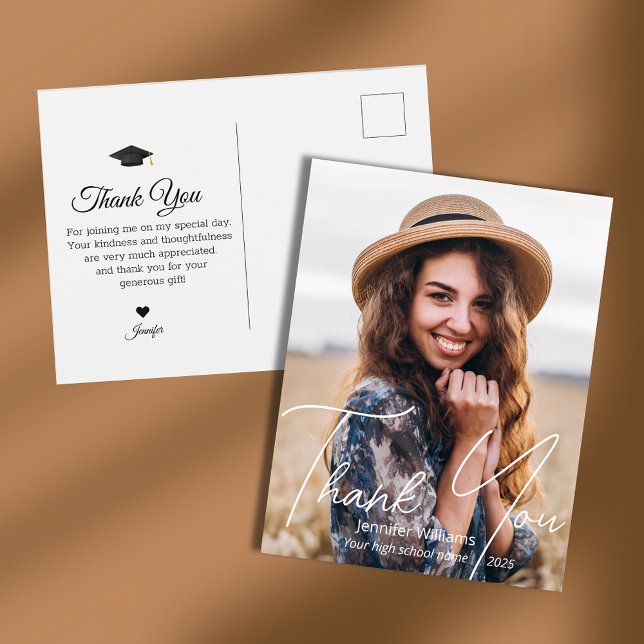 Carte Postale merci script moderne diplôme photo (Créateur téléchargé)