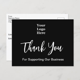 Carte Postale Merci Script noir et blanc Logo d'entreprise