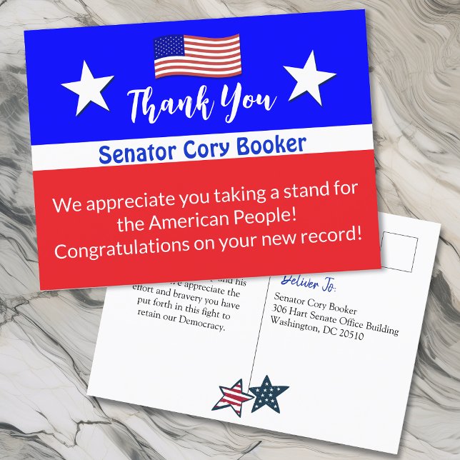 Carte Postale Merci Sénateur Cory Booker Personnalisé (Créateur téléchargé)