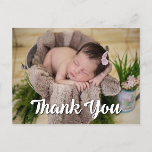 Carte Postale Merci simple 2 Photos Faire-part de naissance