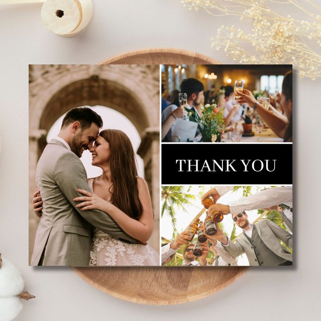 Carte Postale Merci simple Mariage photo (Simple Photo Wedding Thank You Postcard)