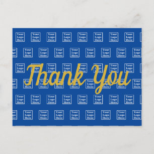 Carte Postale Merci sur votre modèle de motif de logo bleu