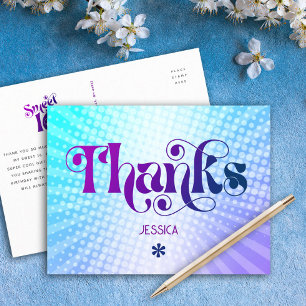 Carte Postale Merci Sweet 16 Dégradé Violet Bleu Groovy