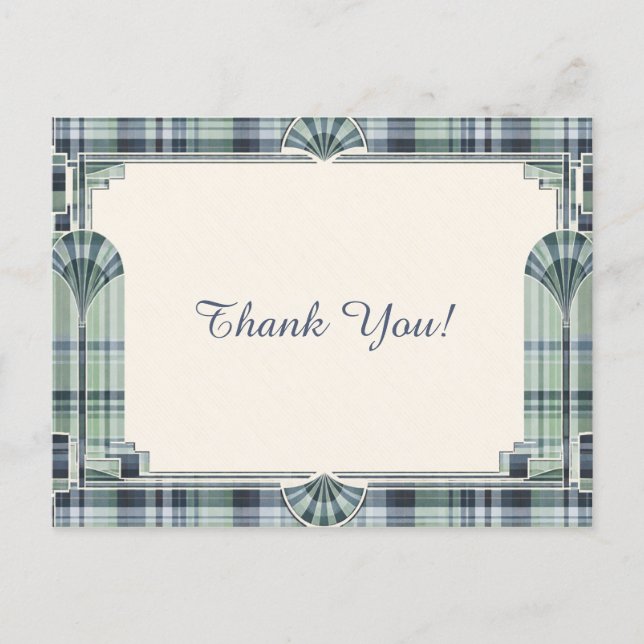 Carte Postale Merci Tartan Art Déco (Devant)