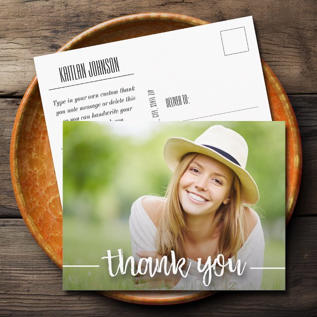 Carte Postale Merci tendance de la graduation photo (Graduation thank you postcards feature your photo o the front and your message on the back)