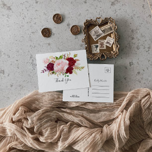 Carte Postale Merci tropical et romantique rouge