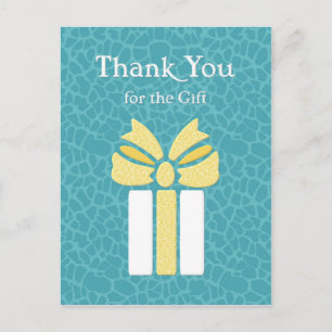 Carte Postale Merci Turquoise tendance et Motif animal jaune