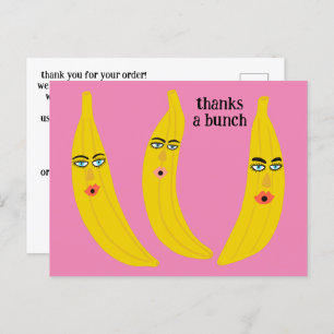 Carte Postale MERCI UN BUNCH Funny Bananes ORDER MERCI QR