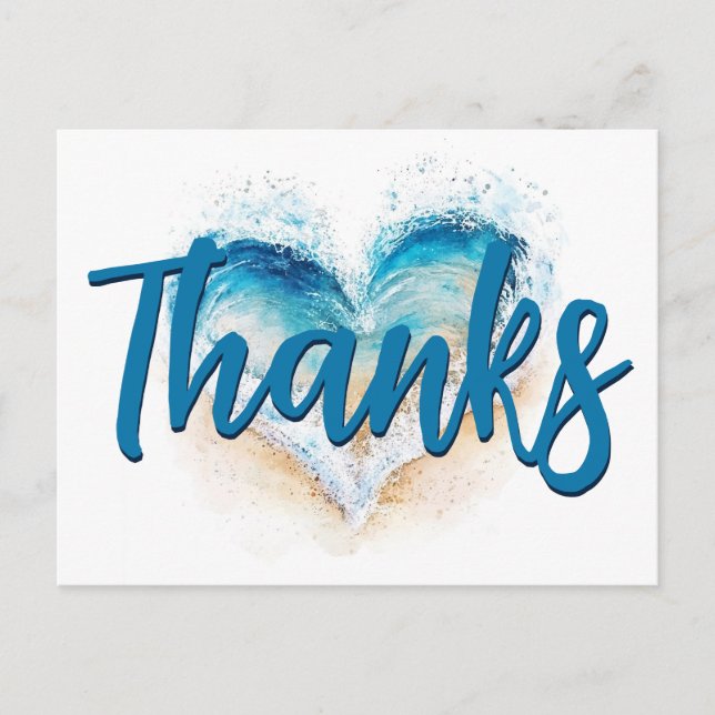 Carte Postale Merci Vague de Cœur Plage (Devant)