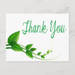 Carte Postale Merci Vert Et Feuille Blanche