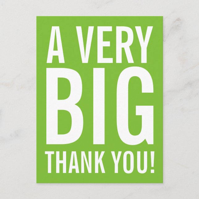 Carte postale Merci vert pomme avec grande typogra (Devant)