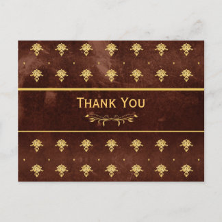 Carte Postale Merci Vintage Cuir Brown et or Damas